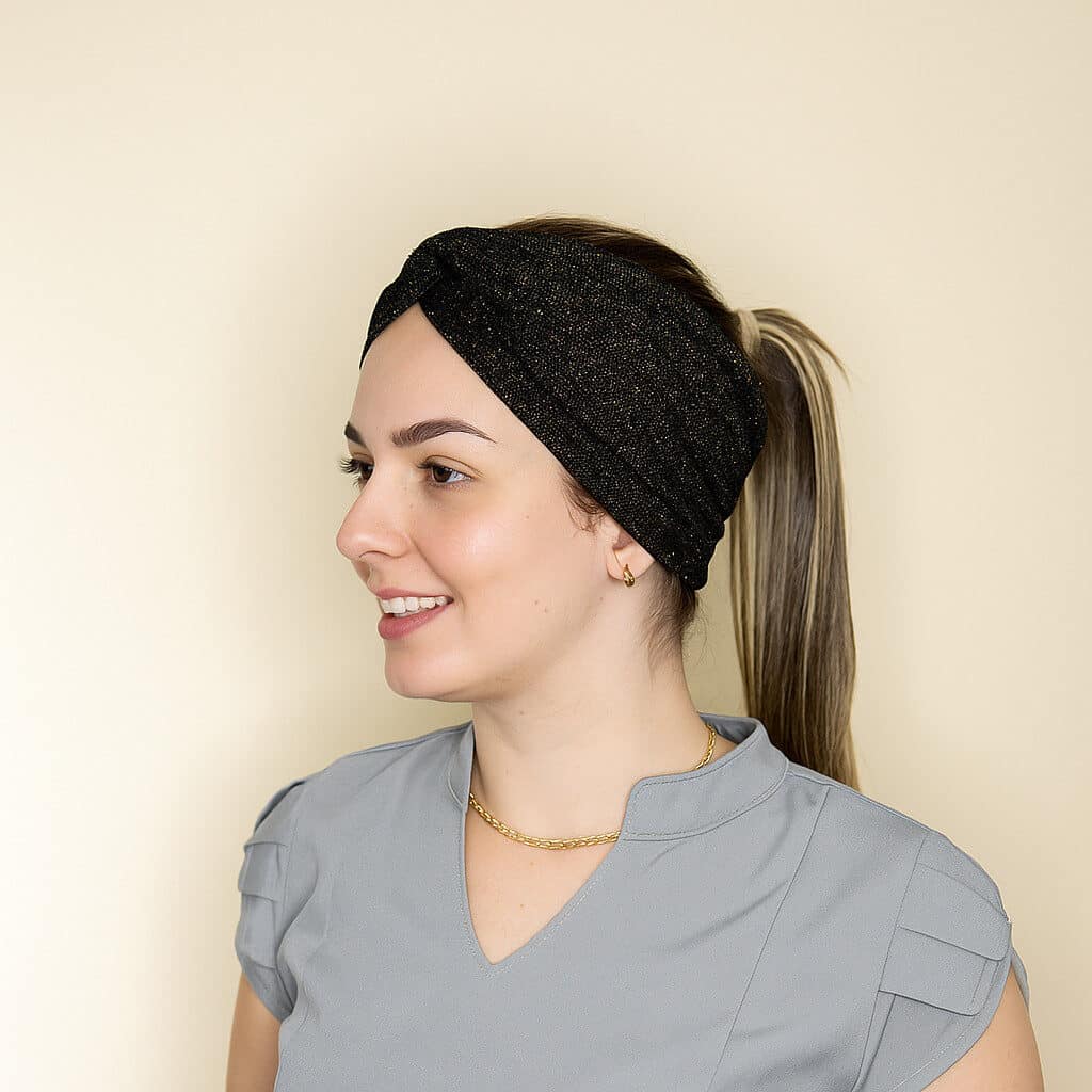 Turbante Flor 3x1 - Lurex Brilho - Imagem 4